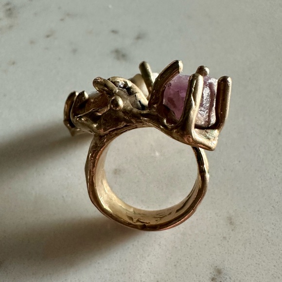 Brass Ring With Stones - Picture 3 of 6